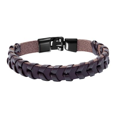 Lee Cooper men's bracelet - brown braided leather