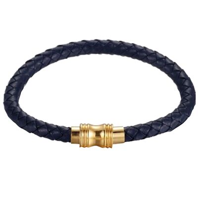 Lee Cooper men's bracelet - blue braided leather bangle
