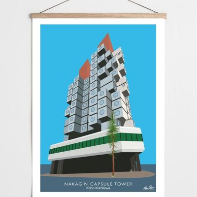 Póster de arquitectura - Torre cápsula Nakagin