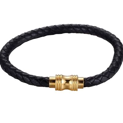 Lee Cooper men's bracelet - black braided leather bangle