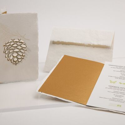 Pine cones - folded card made of handmade paper