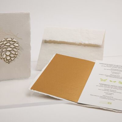 Pine cones - folded card made of handmade paper