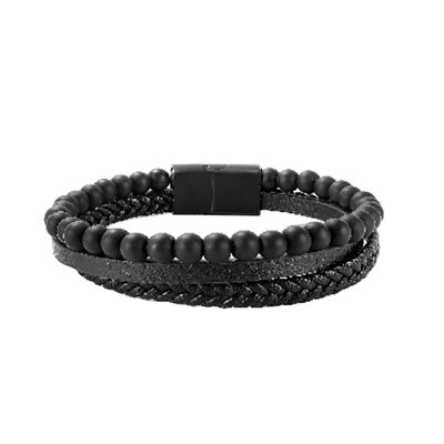 Lee Cooper men's bracelet - straps and braided leather with balls