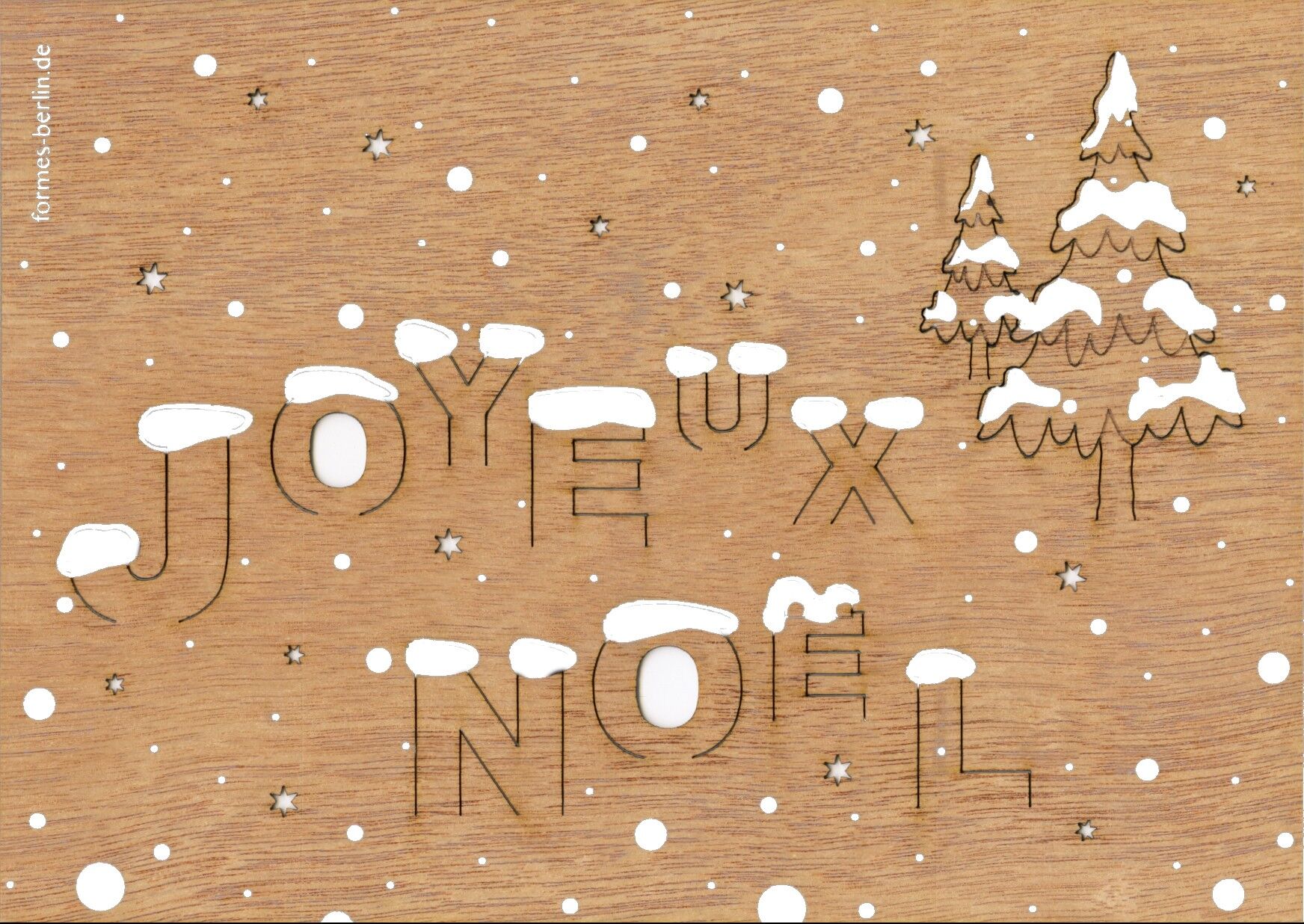 Joyeux Noel - wooden greeting card with PopUp motif
