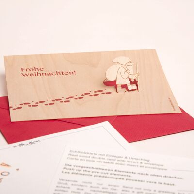 Nikolaus, Christmas is coming soon - wooden greeting card with pop-up motif