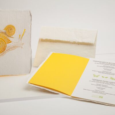 Caracoles - tarjeta doblada de papel hecho a mano