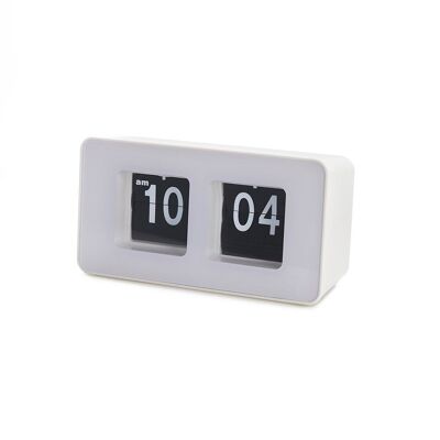 Horloge de table, Flip Clock, blanc, 2xAA, ABS