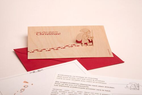 Nikolaus, Just a few steps to Christmas - Holzgrußkarte mit PopUp-Motiv