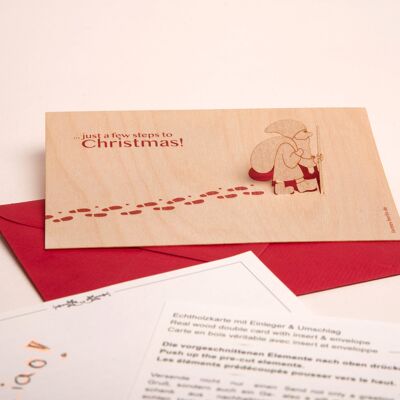 Nikolaus, à quelques pas de Noël - carte de voeux en bois avec motif PopUp