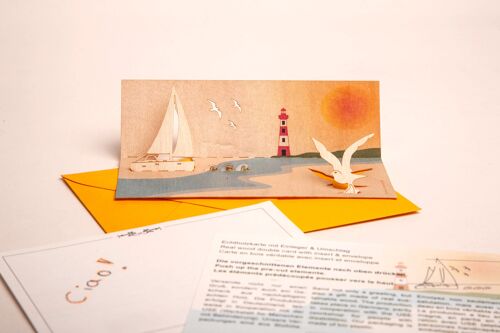 Segelboot - Holzgrußkarte mit PopUp-Motiv