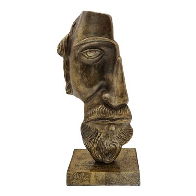 „Van Gogh“-Gesicht – Skulptur – Eisen – Antik-Messing glänzend – 31,5 cm Höhe