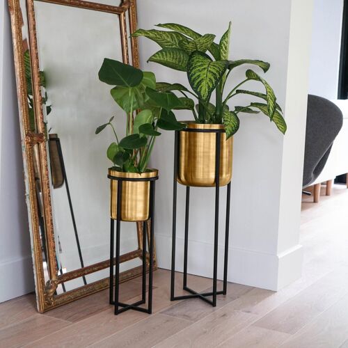 Calla Antique Gold Planter with Stand