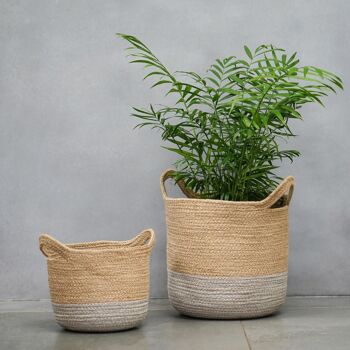 Panier doublé en jute durable Geilo gris 1