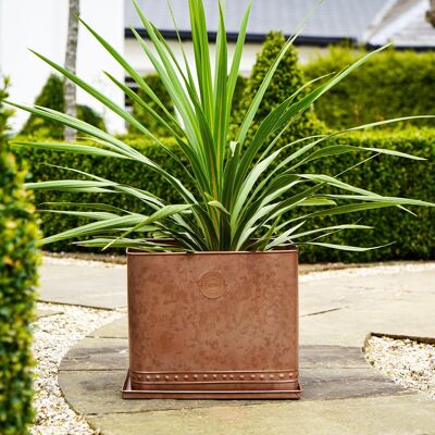Kew Regency Aged Copper Outdoor Planter With Tray