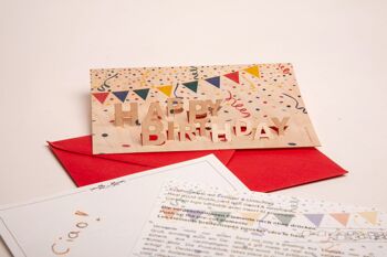 Joyeux anniversaire - carte de voeux en bois avec motif PopUp 1