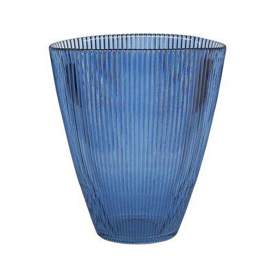 Ribbed Navy Vase