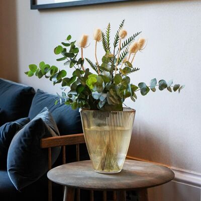 Ribbed Amber Vase