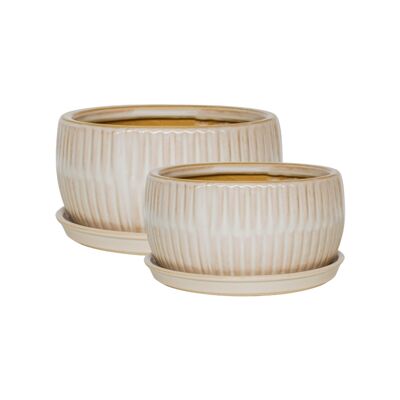 Lot de 2 pots à bonsaï ronds blancs