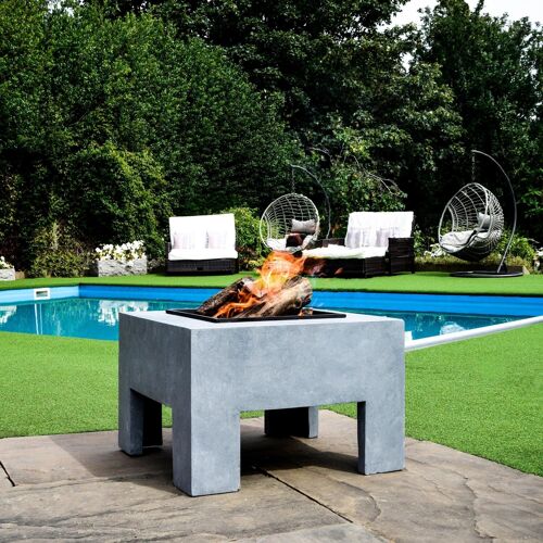 Square Firebowl & Console Cement Effect Finish