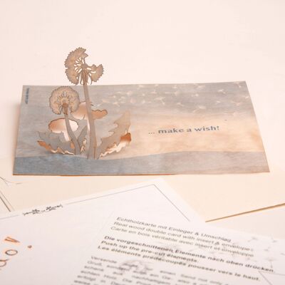 Make a Wish - wooden greeting card with PopUp motif