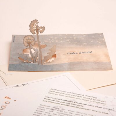 Make a Wish - wooden greeting card with PopUp motif