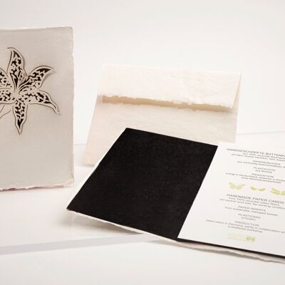 Lily black - folded card made of handmade paper