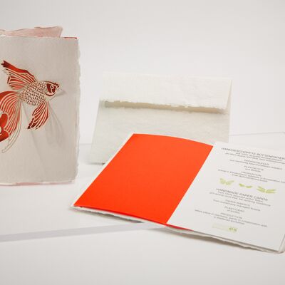 Fish - folded card made of handmade paper