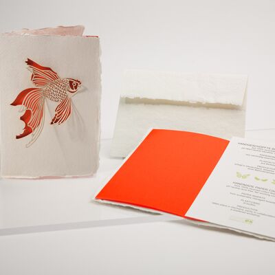 Pescado - tarjeta doblada de papel hecho a mano