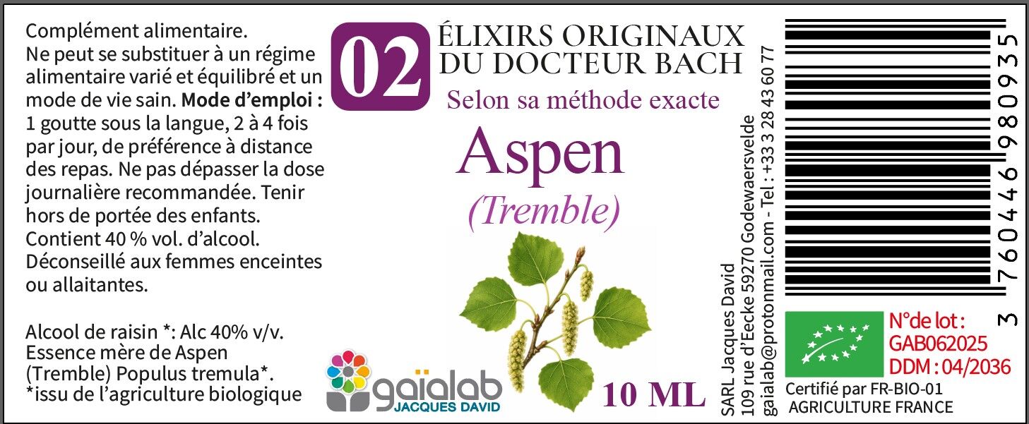 Aspen (Tremble) - Fleur de Bach BIO*
