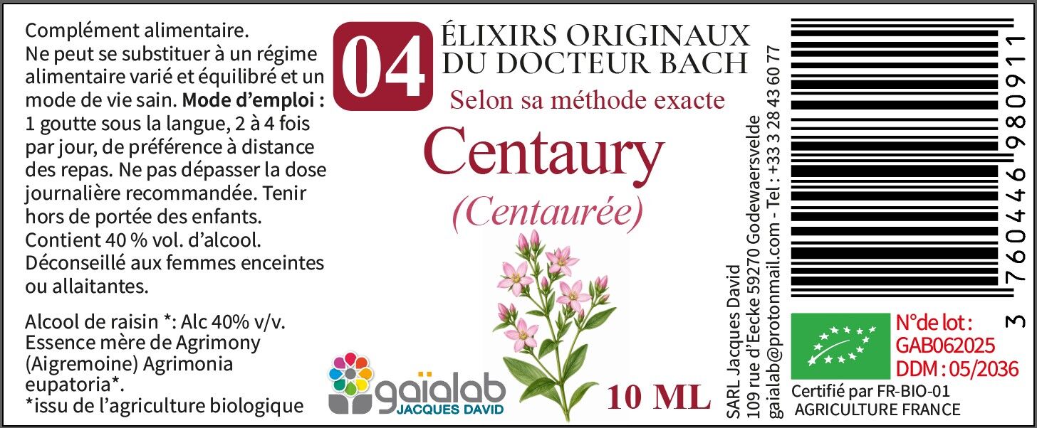 Centaury (Centaurée) - Fleur de Bach BIO*