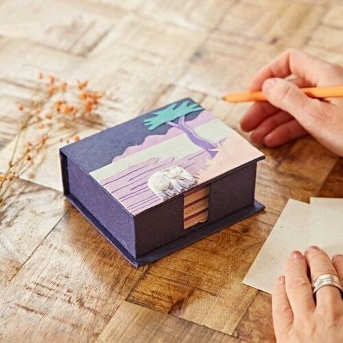 Colourful Elephant Dung Paper Note Holder - Blue