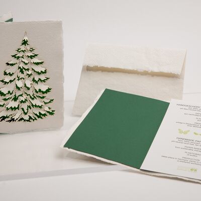 Albero di Natale - biglietto piegato in carta fatta a mano