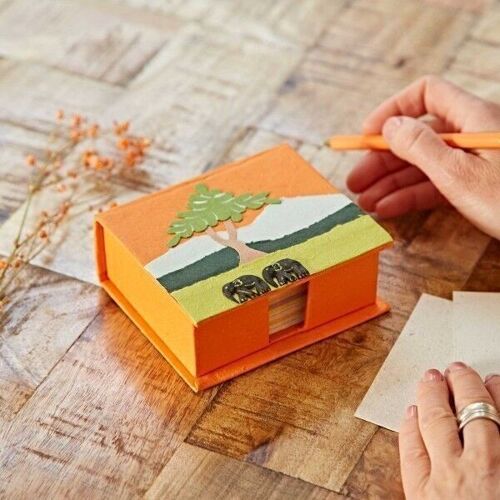 Colourful Elephant Dung Paper Note Holder - Orange