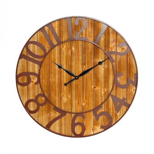 Reloj de pared decorativo de madera y metal marrón THINIA HOME