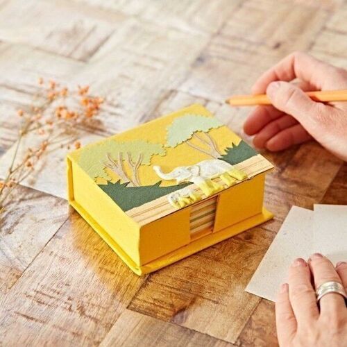 Colourful Elephant Dung Paper Note Holder - Yellow