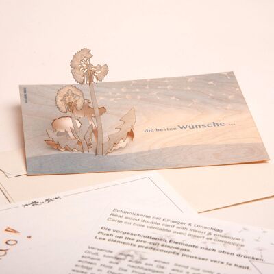 Best wishes - wooden greeting card with PopUp motif
