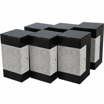 Pot de rangement carré/boîte à thé en métal, avec 6 étiquettes à écrire | hermétique pour 158g Earl Grey | 12,8 x 6,8 x 6,8 cm (H, L, P) | idéal en pot à café ou à biscuits x6 5