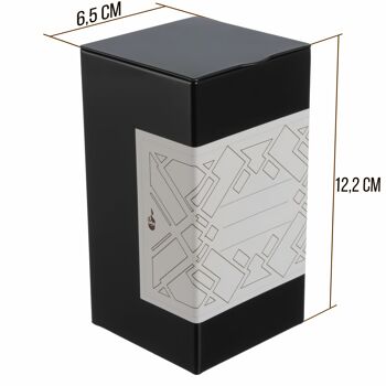 Pot de rangement carré/boîte à thé en métal, avec 6 étiquettes à écrire | hermétique pour 158g Earl Grey | 12,8 x 6,8 x 6,8 cm (H, L, P) | idéal en pot à café ou à biscuits x6 8