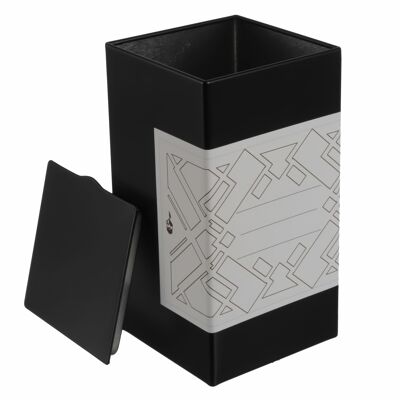 Pot de rangement carré/boîte à thé en métal, avec 6 étiquettes à écrire | hermétique pour 158g Earl Grey | 12,8 x 6,8 x 6,8 cm (H, L, P) | idéal en pot à café ou à biscuits x6