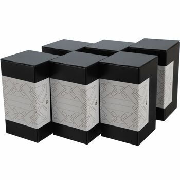 Pot de rangement carré/boîte à thé en métal, avec 6 étiquettes à écrire | hermétique pour 158g Earl Grey | 12,8 x 6,8 x 6,8 cm (H, L, P) | idéal en pot à café ou à biscuits x6 3