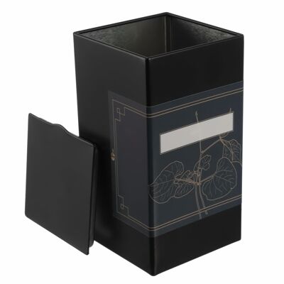 Pot de rangement carré/boîte à thé en métal, avec 6 étiquettes à écrire | hermétique pour 158g Earl Grey | 12,8 x 6,8 x 6,8 cm (H, L, P) | idéal comme boîte à café ou à biscuits x144
