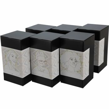 Pot de rangement carré/boîte à thé en métal, avec 6 étiquettes à écrire | hermétique pour 158g Earl Grey | 12,8 x 6,8 x 6,8 cm (H, L, P) | idéal comme boîte à café ou à biscuits 2