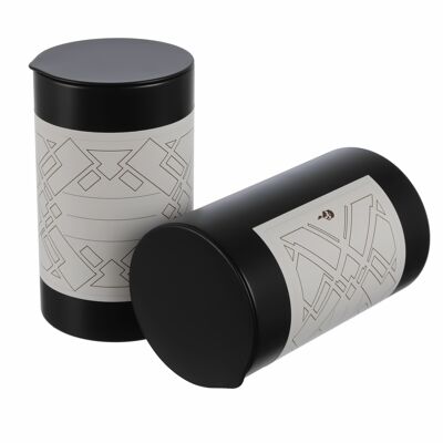 round spice jar, including design labels | metal aroma seal for 147g Earl Gray | 12.8 x 7.4 cm (H,ø) also ideal as a tea, sugar or jewelry box Pack of 6 x126