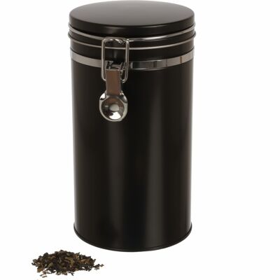 Tarro de café/tarro de almacenamiento con cierre de clip y junta de silicona, hermético de metal para 500 g de café en polvo | 20 x 10,4 cm (altura, ø) | También ideal como caja de harina o arroz.