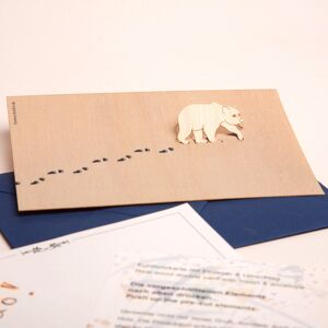 Ours - carte de voeux en bois avec motif pop-up