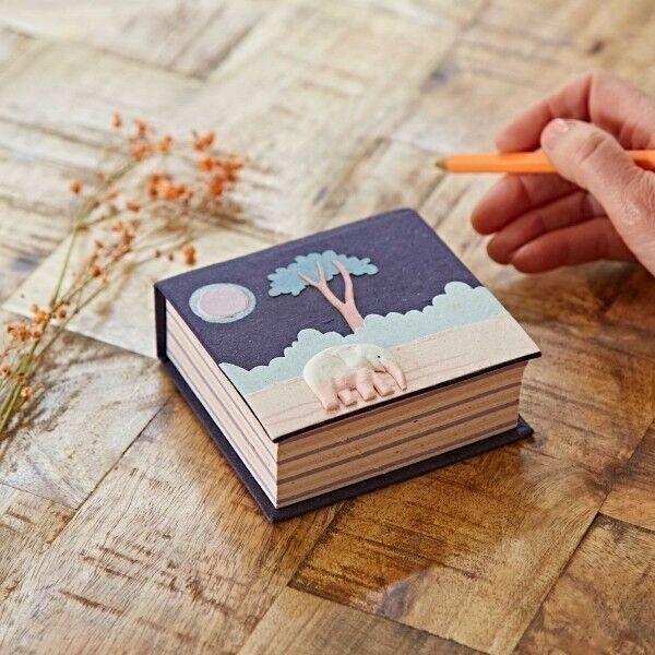 Cubo De Notas De Papel De Estiércol De Elefante Colorido - Azul