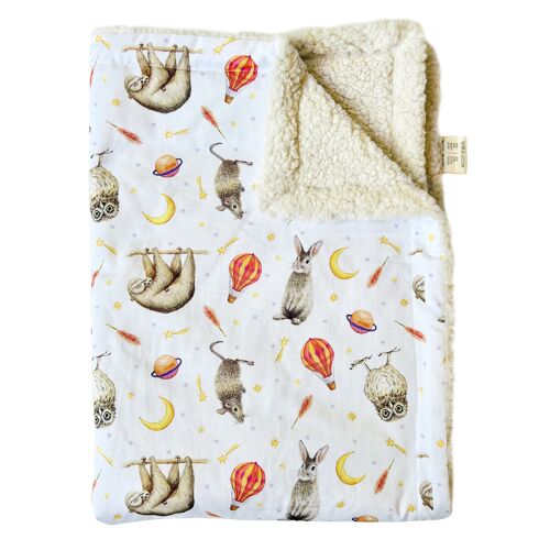 Baby crib blanket dreamy animals - 70 x 100 cm - organic cotton (GOTS) and recycled polyester