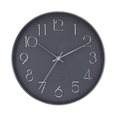 Reloj de pared decorativo plateado con esfera gris con relieve THINIA HOME