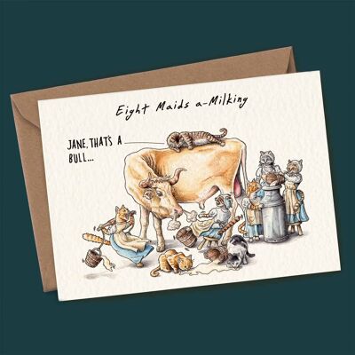 Eight Maids a -Milking Card - Christmas Card - Holiday Card