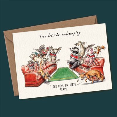 Ten Lords a-Leaping Card - Christmas Card - Holiday Card